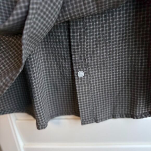 Vintage Op Short Sleeve Shirt in Grey Green Micro Check Plaid size XL - Picture 5 of 9